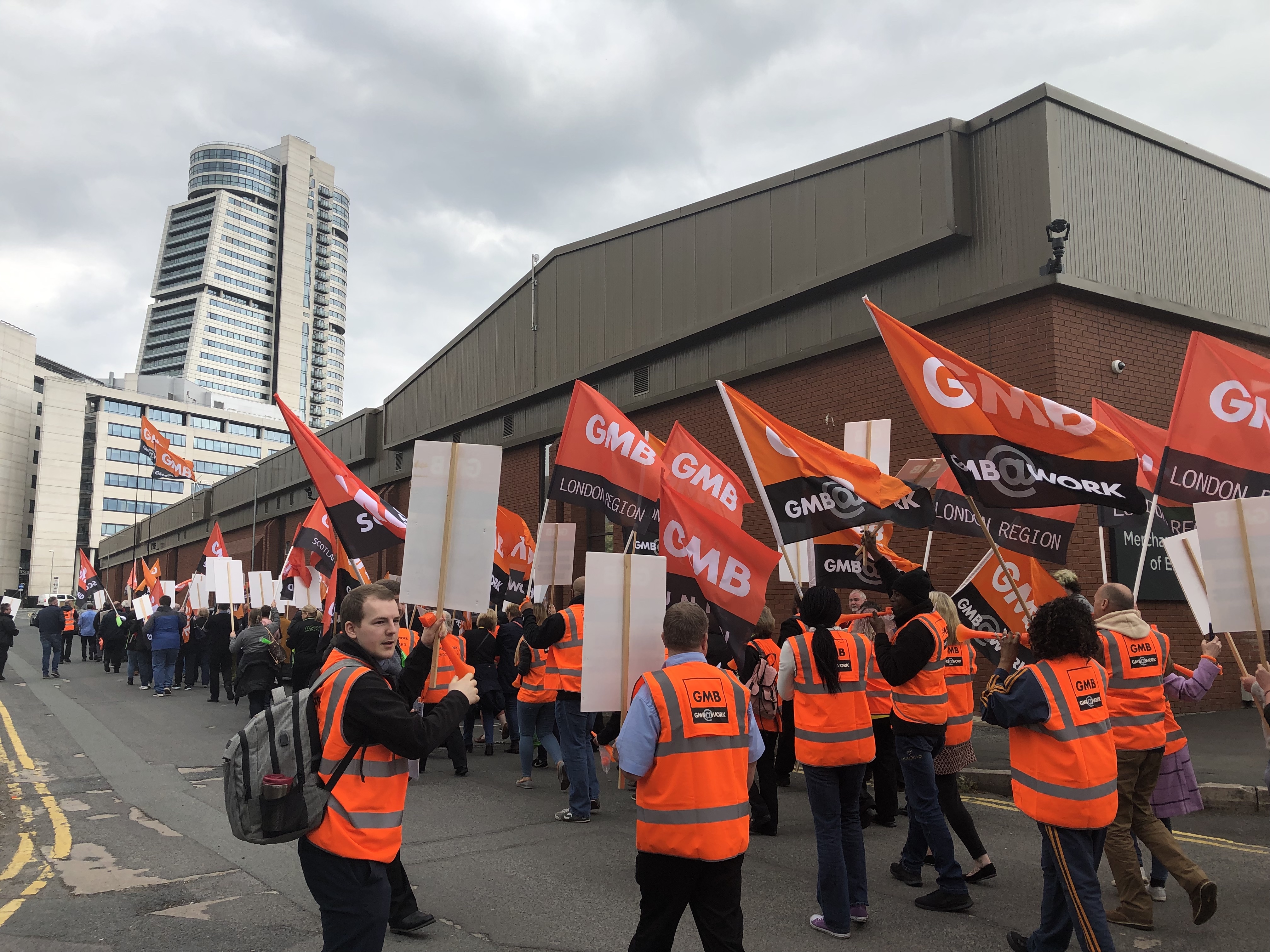 GMB march outside Asda House against new contract