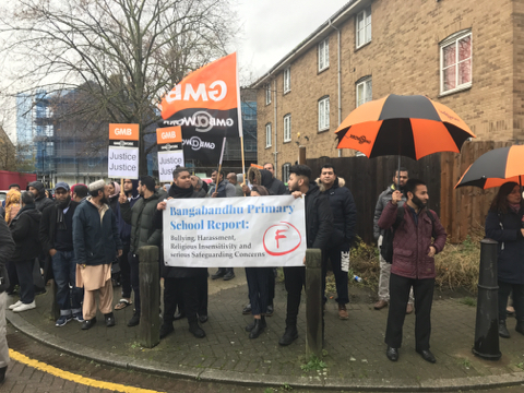 GMB London support Tower Hamlets school parents protest