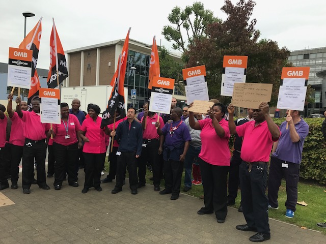 GMB Hospital workers protest with BBQ at North Middlesex hospital
