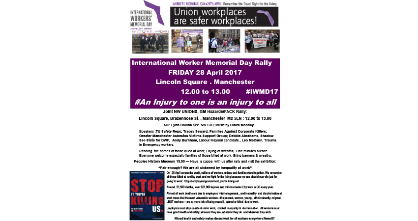 Widow of worker killed at work in 2015 to read impact statement at Manchester Memorial Day event