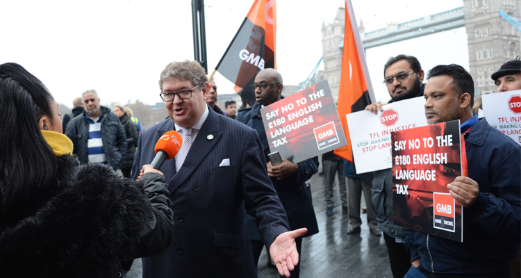 GMB call on London Mayor to get involved as introduction of English test for drivers delayed until April 2018